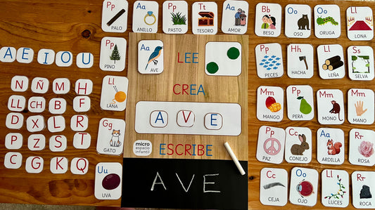 Tablón imprimible lectoescritura Montessori